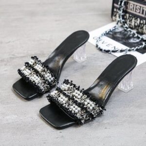 Women Plus Size Block Transparent Heel Casual Sandals