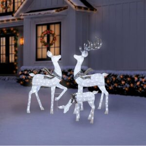 Pre-Lit Animated Iced Deer Family, 3 pc. Christmas Decoration (sc)