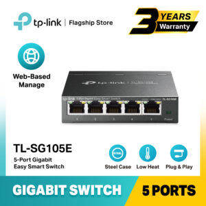 TP-LINK TL-SG105E 5 Port Gigabit Easy Smart Network Switch (Plug & Play, Steel Case)